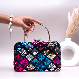 Multicolor Diamond Sequins Clutch