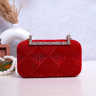 Maroon Sequins Fabric Clutch