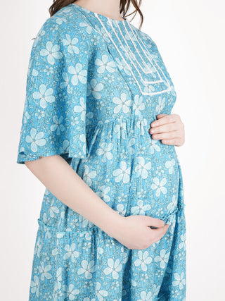 Blue and White Maternity Dress