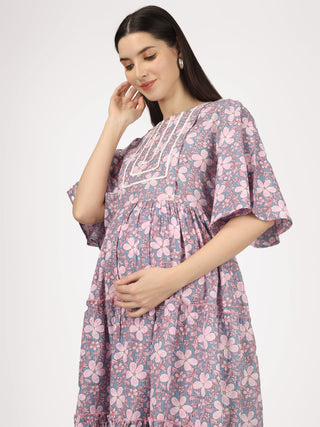 First Love Lilac  - Cotton Maternity Dress