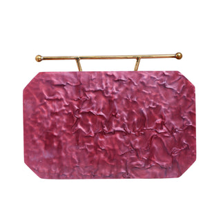 Deep Red Acrylic clutch with metal handle