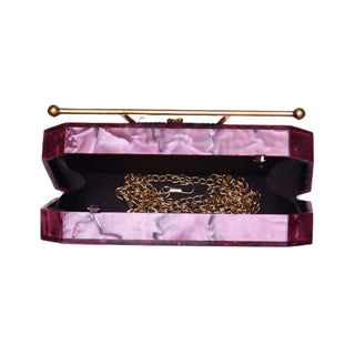 Deep Red Acrylic clutch with metal handle