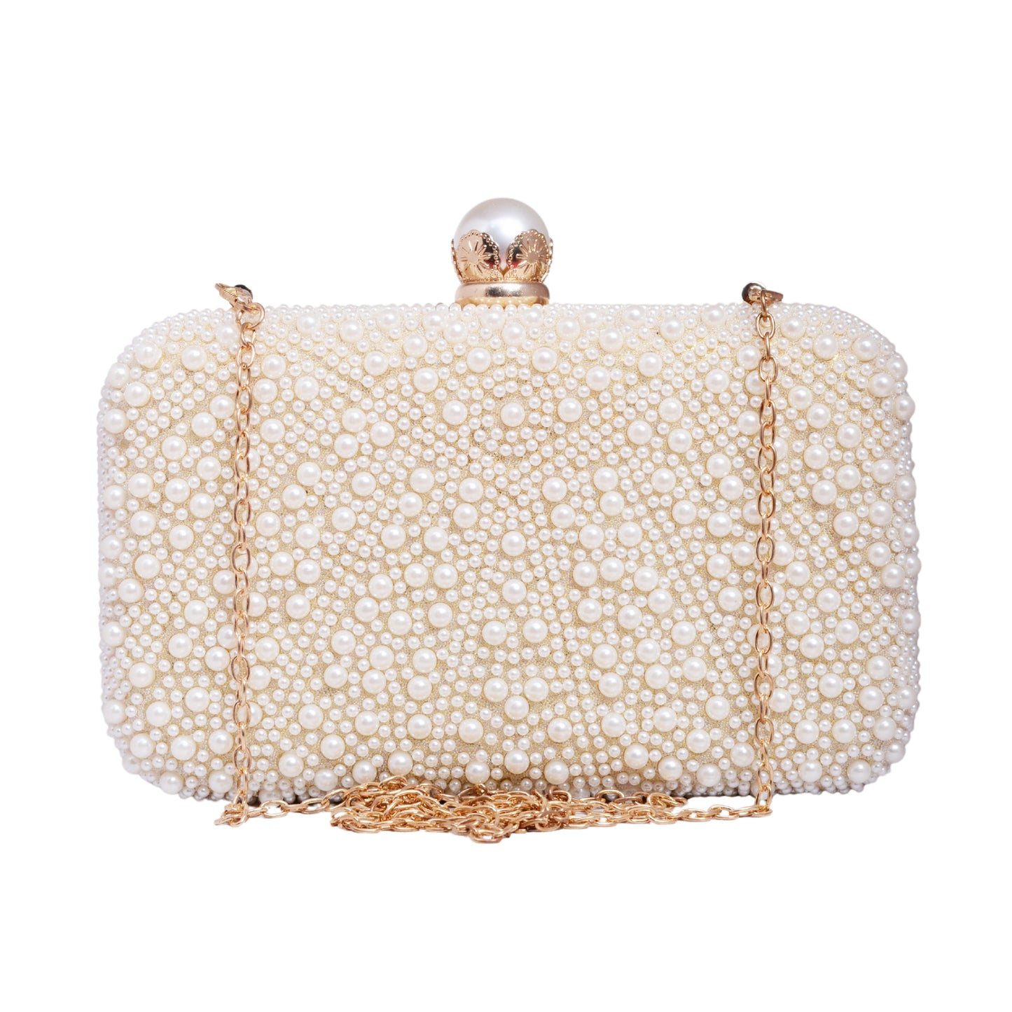 White Beaded Pearl Clutch