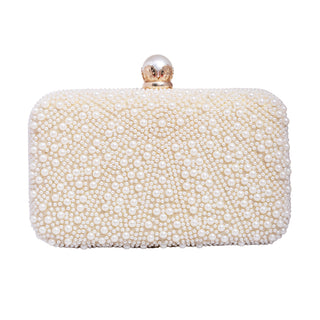 White Beaded Pearl Clutch