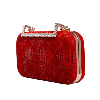 Maroon Sequins Fabric Clutch