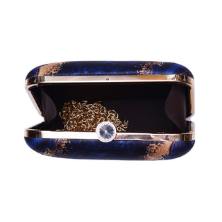 The Evolution Blue & Gold Printed Clutch