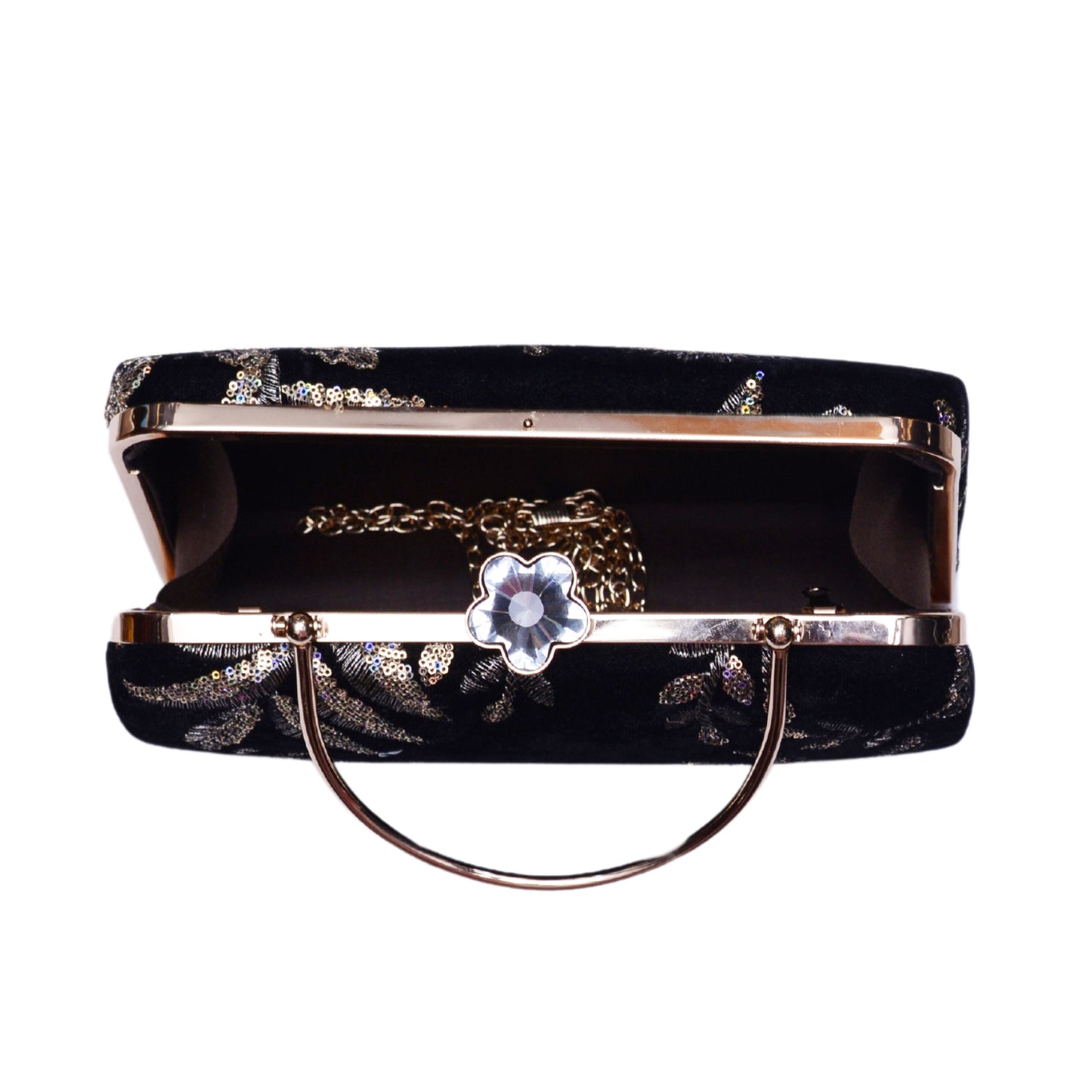 Black Flower Emroidered Clutch