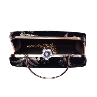 Black Flower Emroidered Clutch