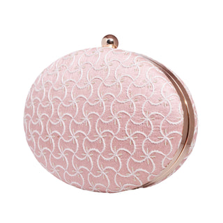 Pink Fabric Oval Clutch