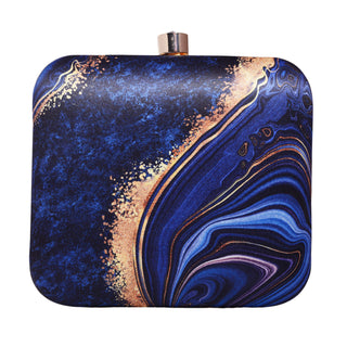 The Evolution Blue & Gold Printed Clutch