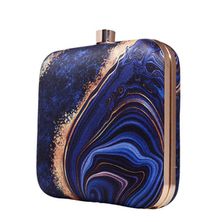 The Evolution Blue & Gold Printed Clutch