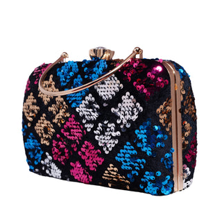 Multicolor Diamond Sequins Clutch