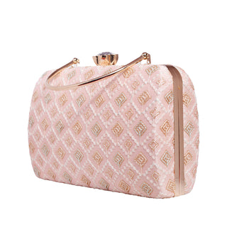 Peach Chikankari Clutch